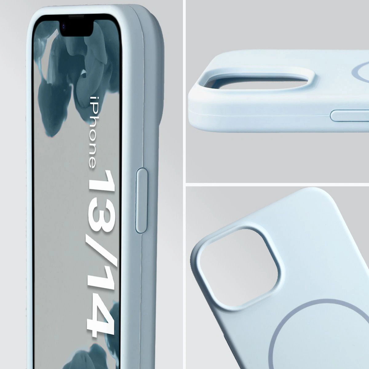Zbliżenie na wycięcie na obiektywy w etui Bizon Soft Case do Apple iPhone 14