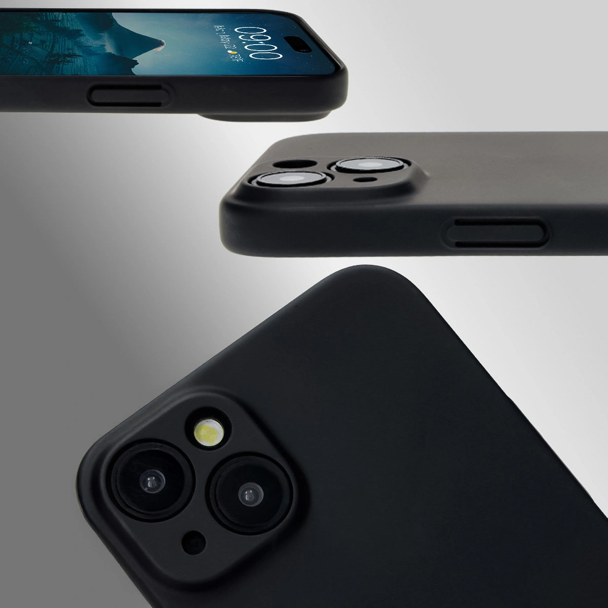Dedicated cutouts and raised edges for the camera and screen in the Bizon Case Łupka for Apple iPhone 15 Plus
