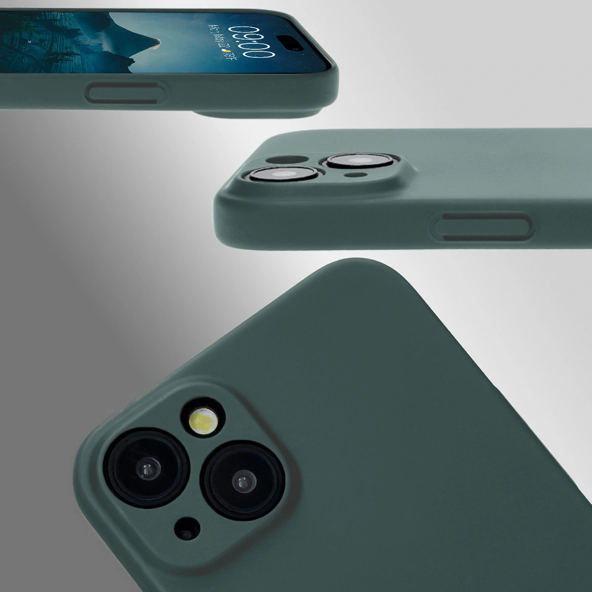 Dedykowane wycięcia i podwyższone krawędzie aparatu i ekranu w etui Bizon Case Łupka do Apple iPhone 15 Plus
