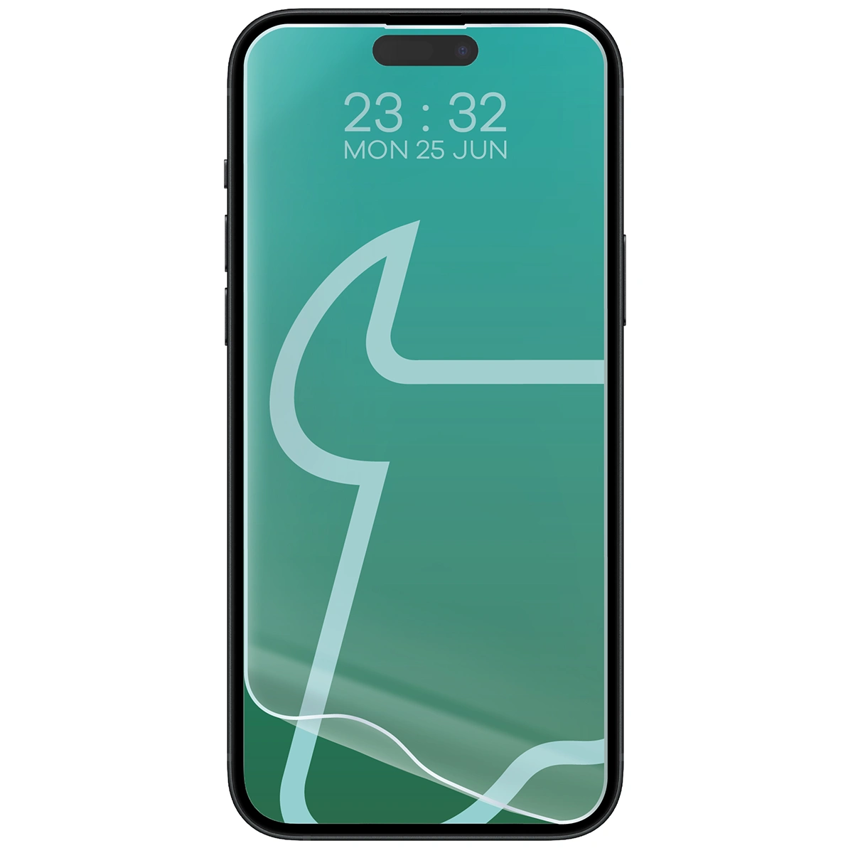 Hydrogel-Folie für Apple iPhone 15 Plus / Apple iPhone 15 Pro Max neben dem Telefon