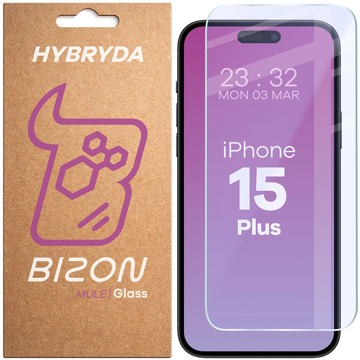 Szkło hybrydowe na ekran Bizon Glass Mule do iPhone 15 Plus