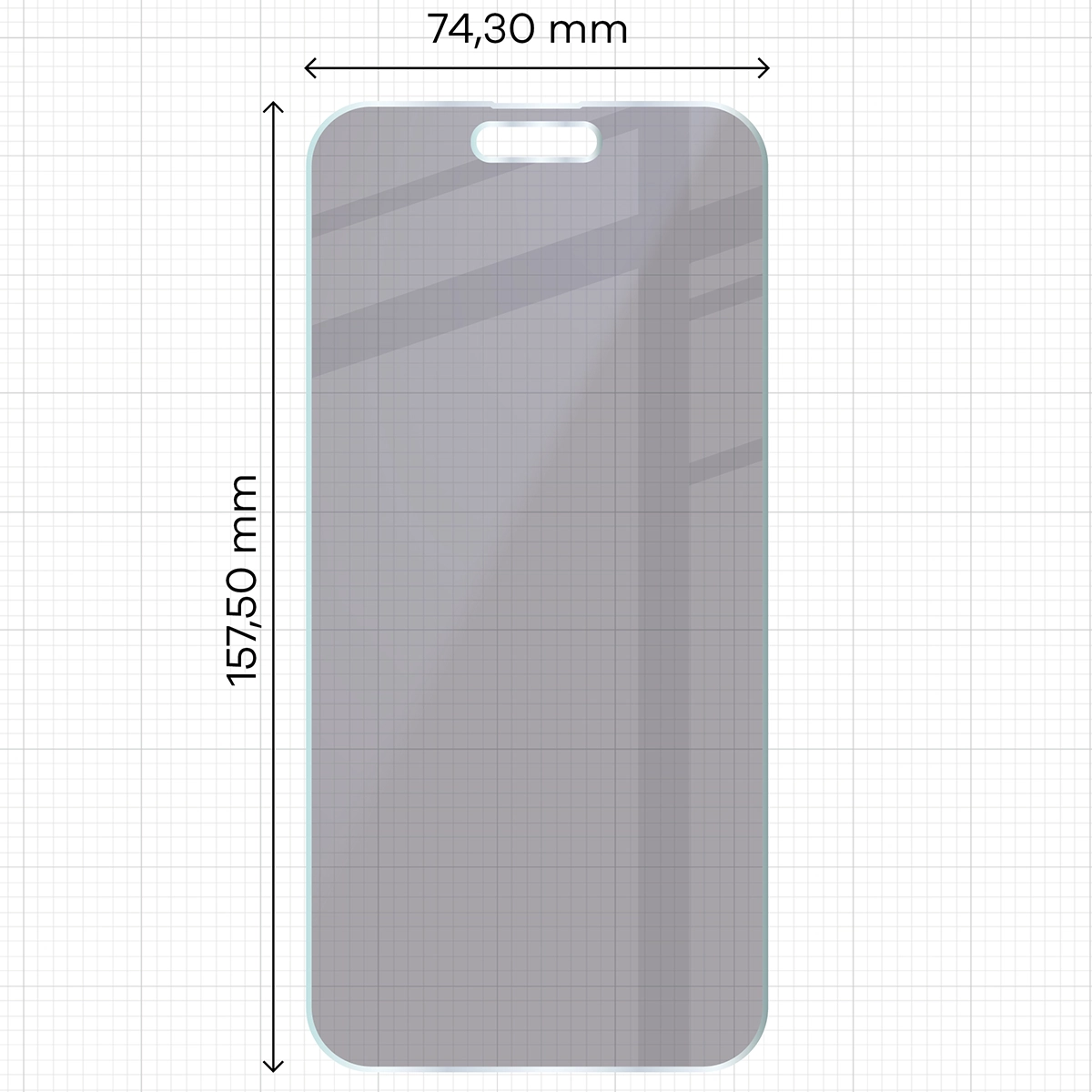 Wymiary szkła Bizon Glass Mule Shadow do Apple iPhone 15 Plus