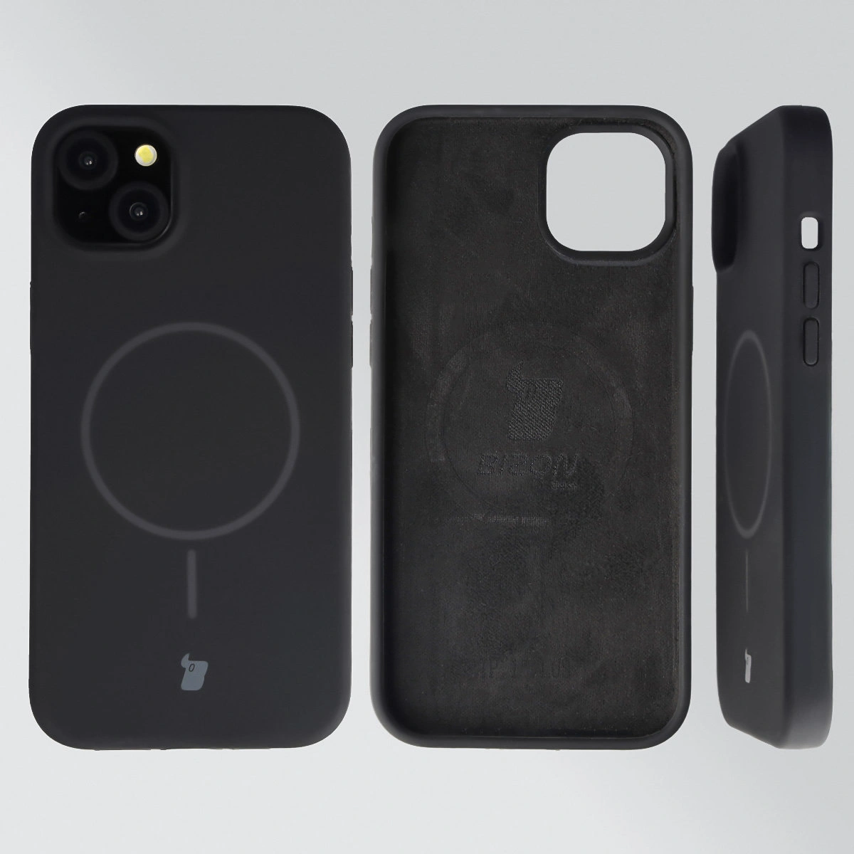 Konstrukcja etui Bizon Soft Case Magnetic: silikon, mikrofibra i zintegrowane osłony do Apple iPhone 15 Plus