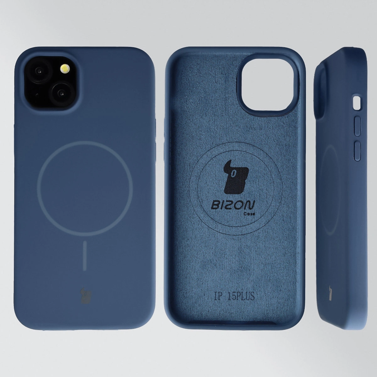 Konstrukcja etui Bizon Soft Case Magnetic: silikon, mikrofibra i zintegrowane osłony do Apple iPhone 15 Plus