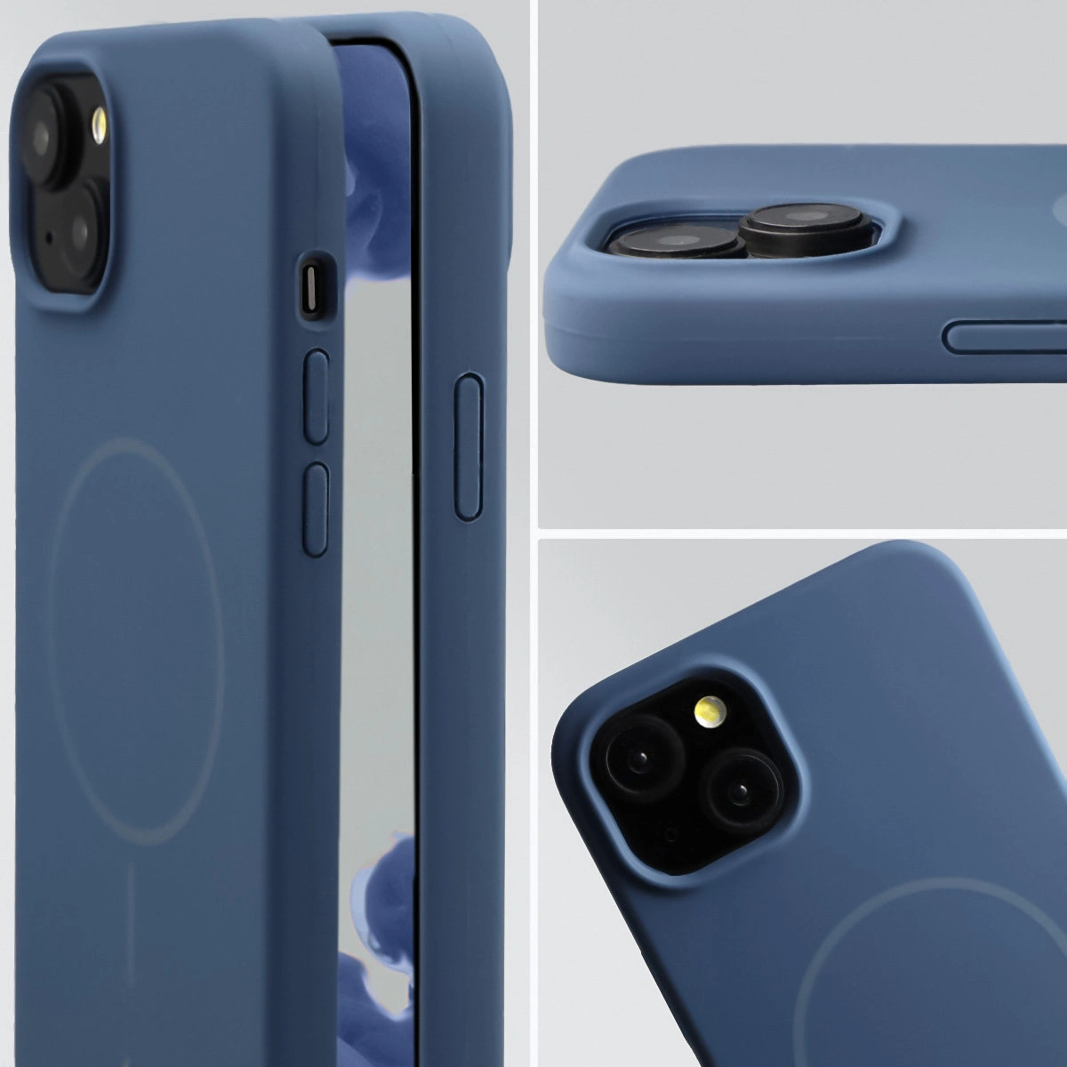 Zbliżenie na wycięcie na obiektywy w etui Bizon Soft Case do Apple iPhone 15 Plus