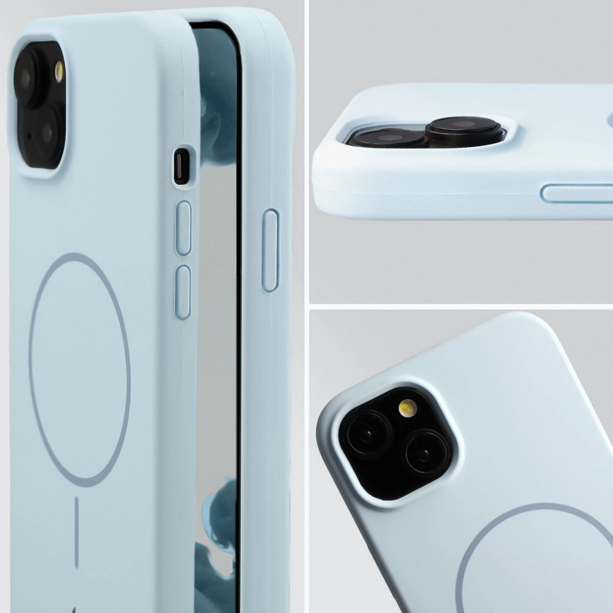 Zbliżenie na wycięcie na obiektywy w etui Bizon Soft Case do Apple iPhone 15 Plus