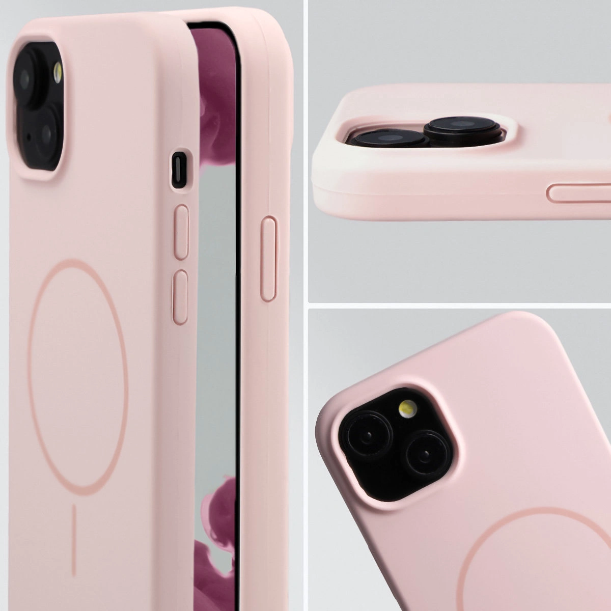 Zbliżenie na wycięcie na obiektywy w etui Bizon Soft Case do Apple iPhone 15 Plus