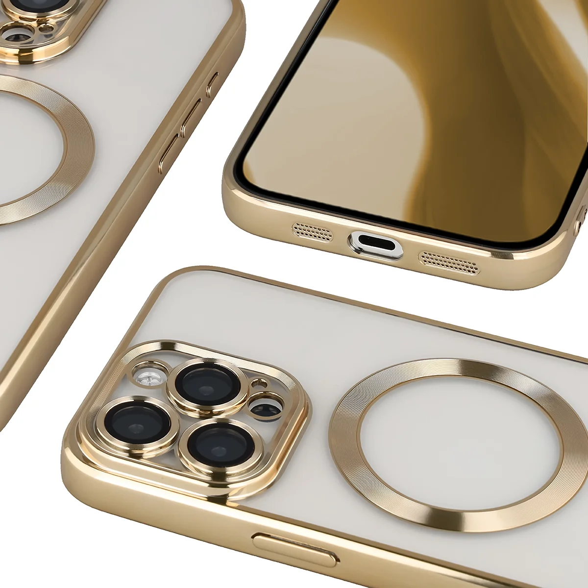 Zbliżenie na wbudowaną ochronę aparatu w Bizon Case GuardO do Apple iPhone 15 Pro Max