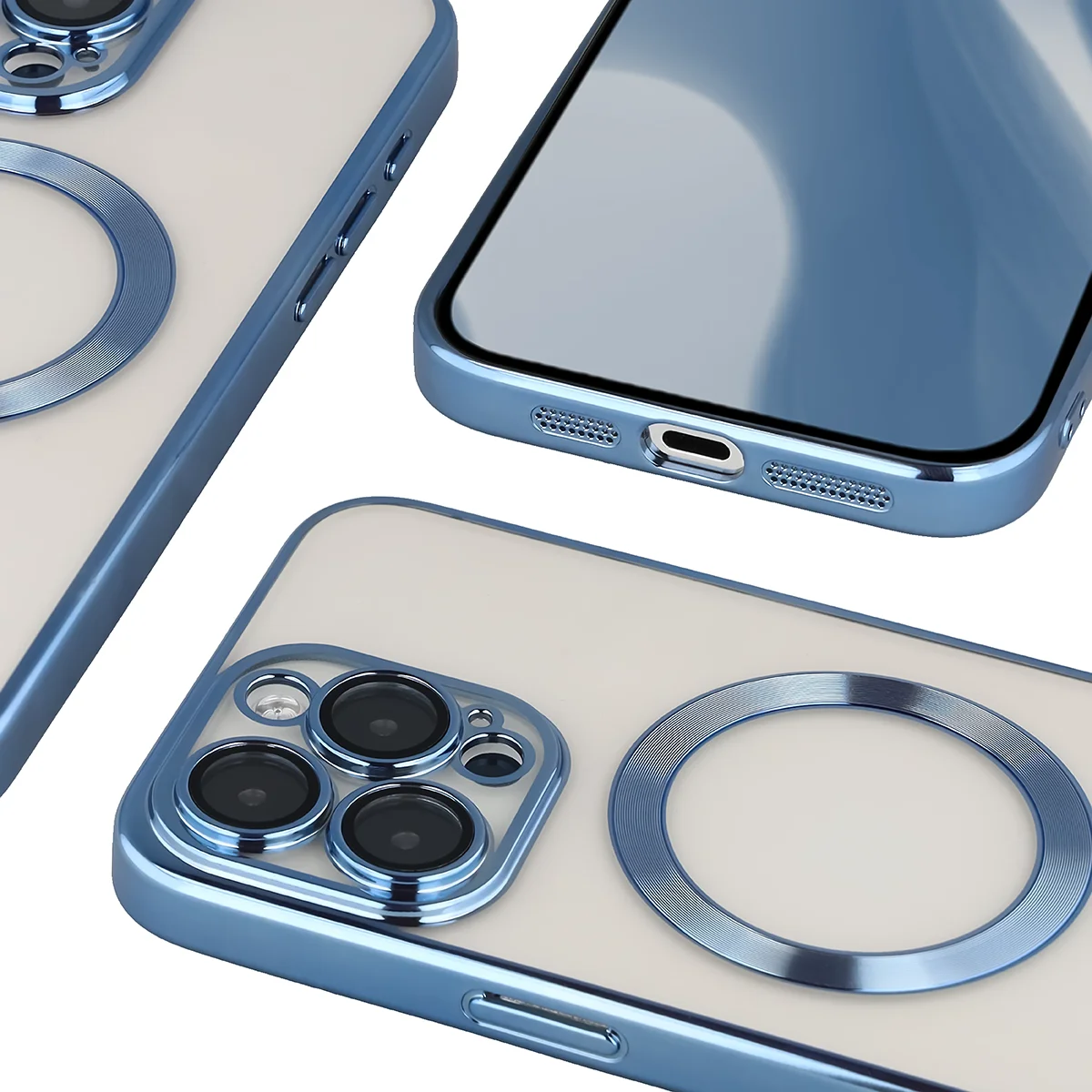 Zbliżenie na wbudowaną ochronę aparatu w Bizon Case GuardO do Apple iPhone 15 Pro Max