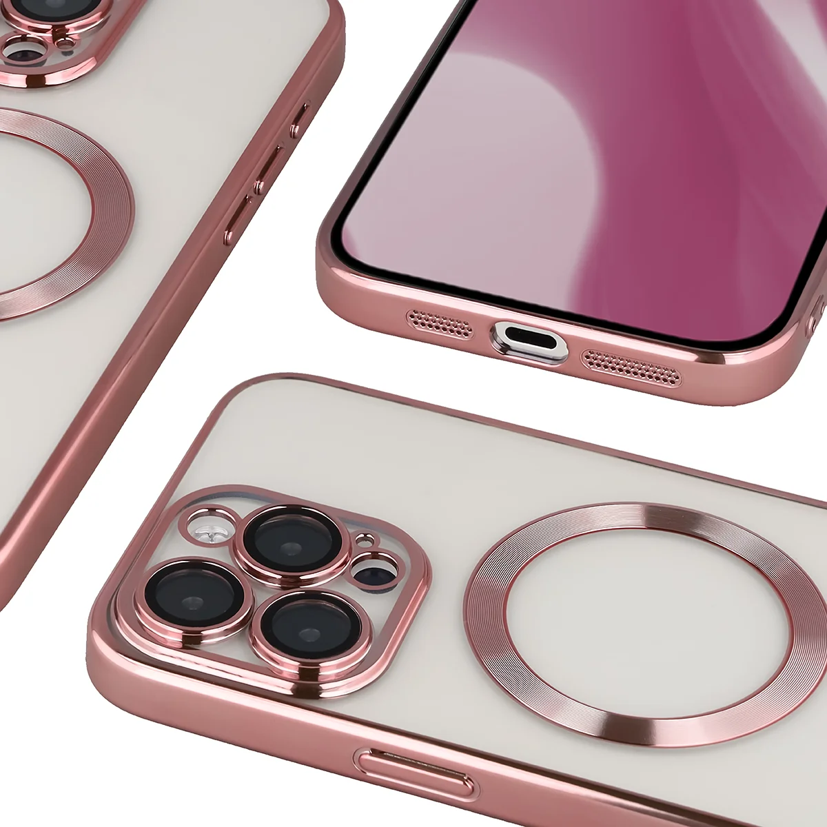 Zbliżenie na wbudowaną ochronę aparatu w Bizon Case GuardO do Apple iPhone 15 Pro Max