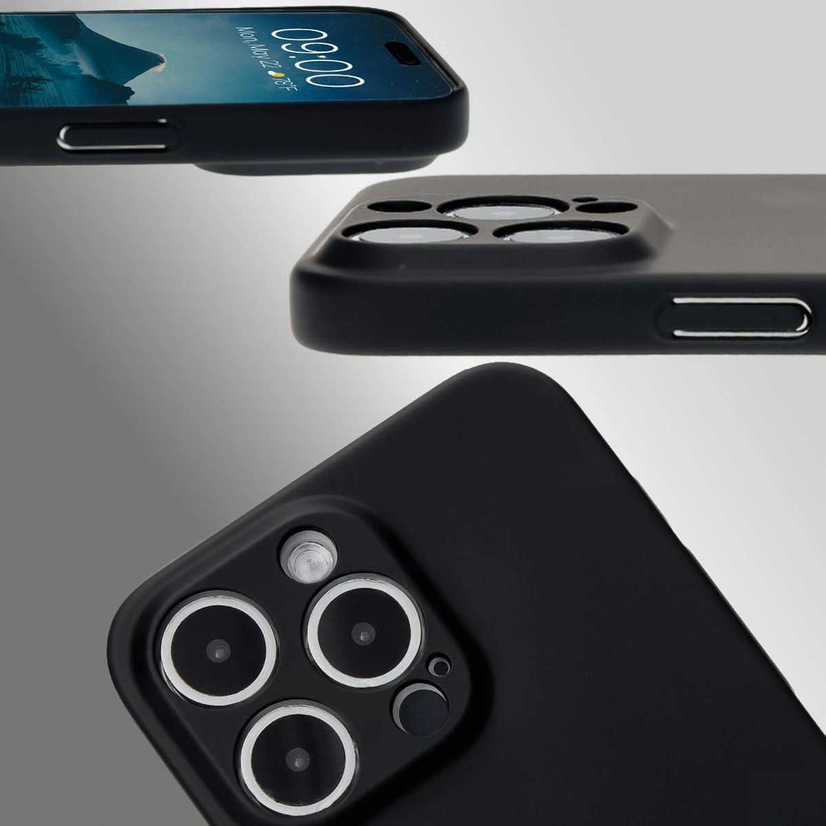 Dedykowane wycięcia i podwyższone krawędzie aparatu i ekranu w etui Bizon Case Łupka do Apple iPhone 15 Pro Max