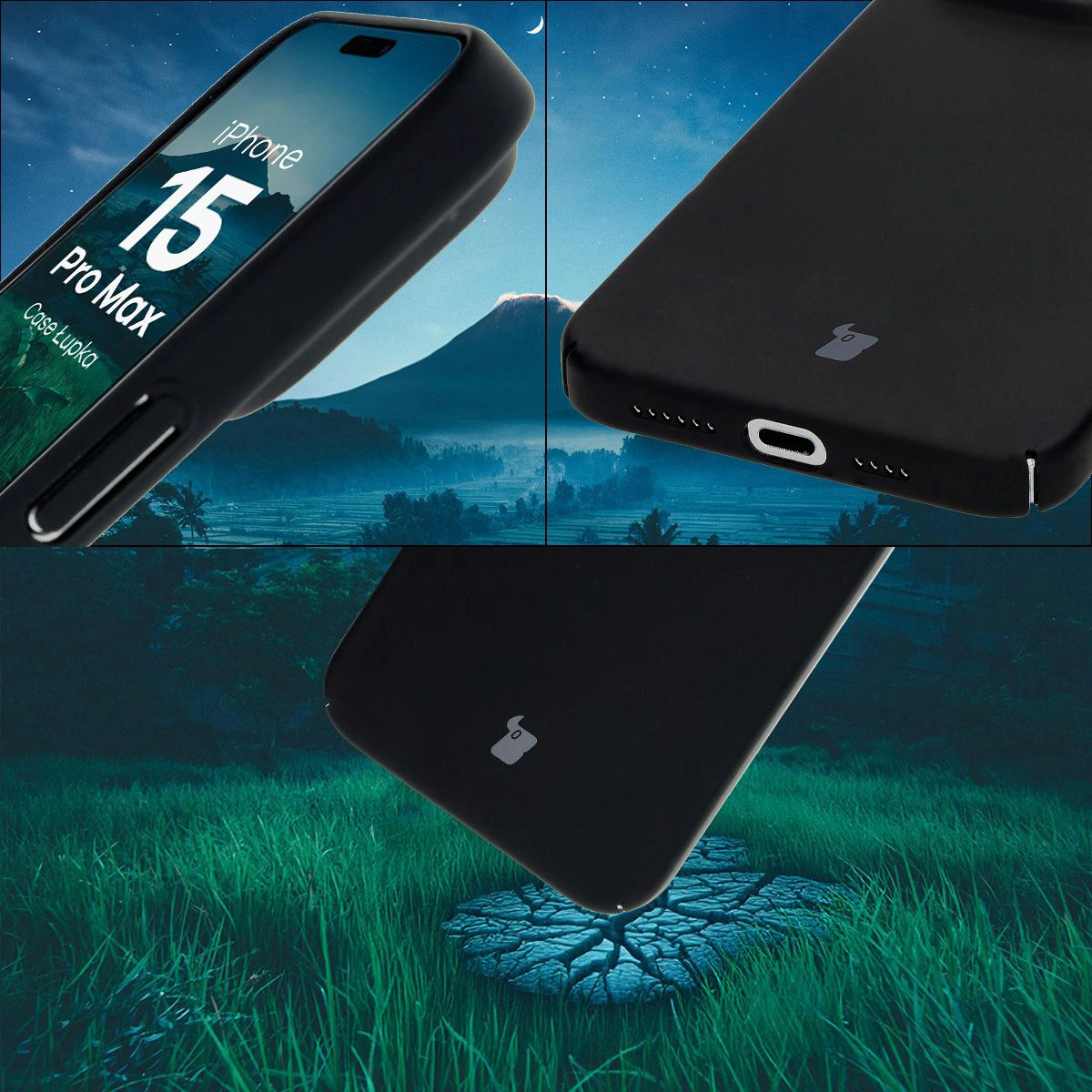 Zintegrowane osłony na przyciski, wycięcia i twardy materiał etui Bizon Case Łupka do Apple iPhone 15 Pro Max