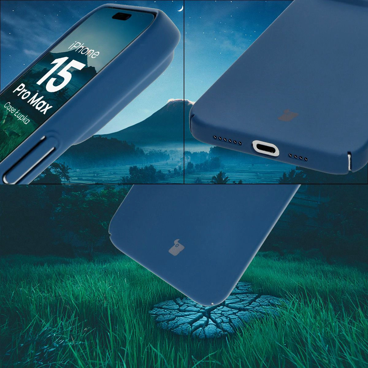 Zintegrowane osłony na przyciski, wycięcia i twardy materiał etui Bizon Case Łupka do Apple iPhone 15 Pro Max