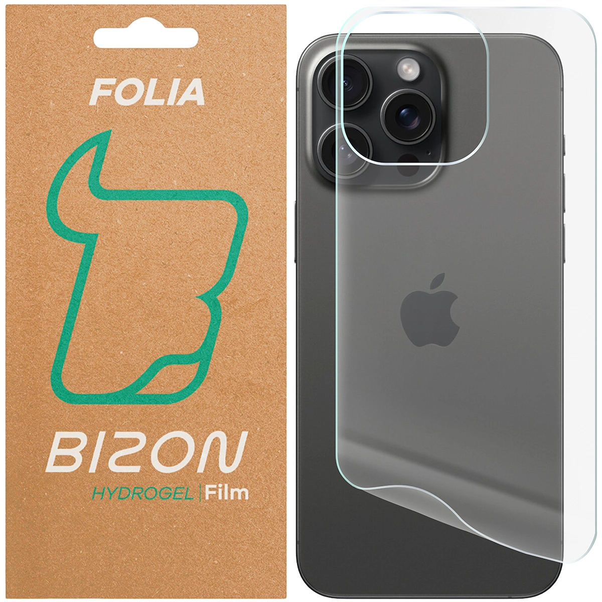Pudełko i folia hydrożelowa na tył telefonu Bizon Glass Hydrogel Back do Apple iPhone 15 Pro Max