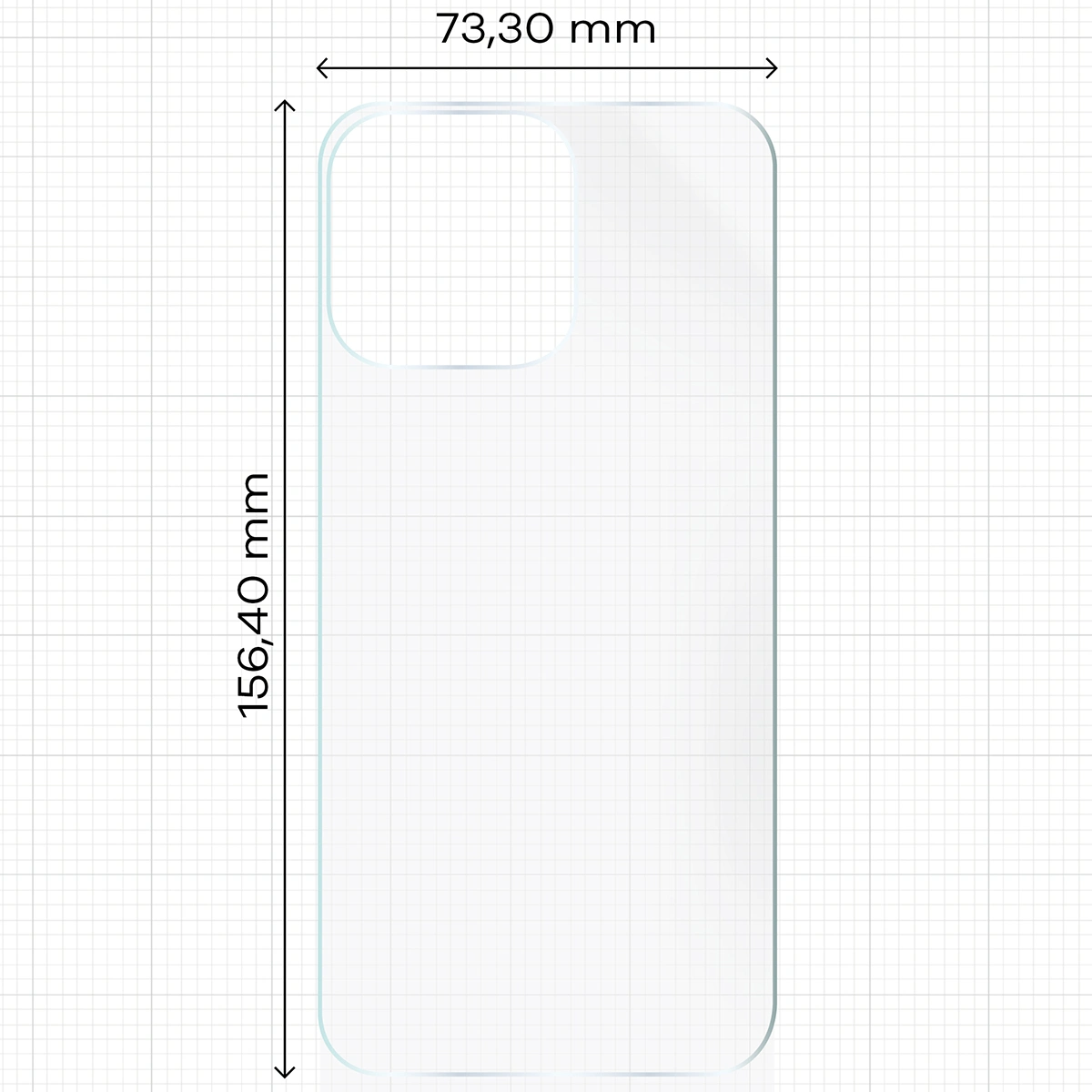 Wymiary dla folii hydrożelowej na tył telefonu Bizon Glass Hydrogel Back do Apple iPhone 15 Pro Max