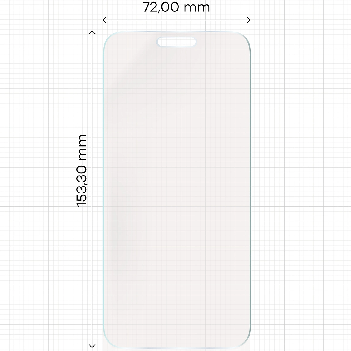 Miarka z wymiarami folii matowej Bizon Glass Film Sun do Apple iPhone 15 Pro Max