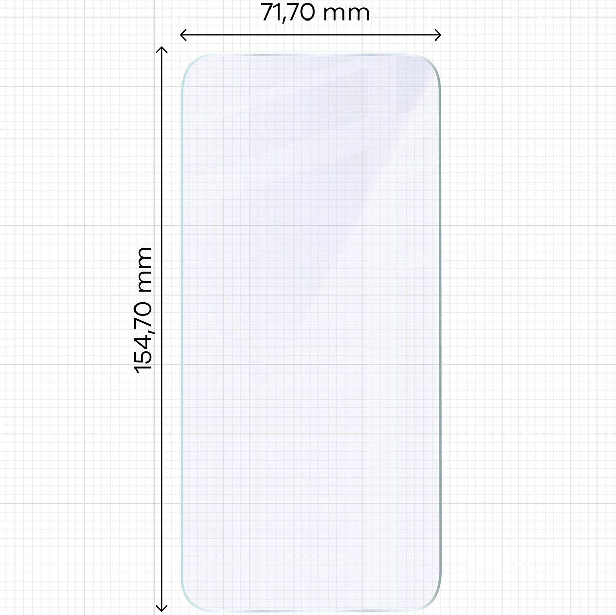 Measuring tape with dimensions of Bizon Glass Mule hybrid glass