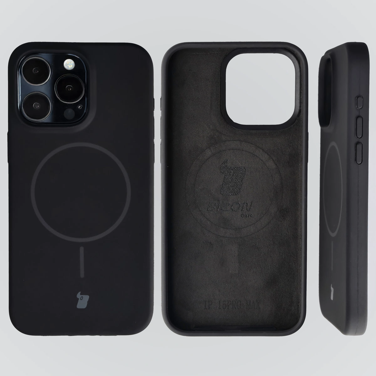 Konstrukcja etui Bizon Soft Case Magnetic: silikon, mikrofibra i zintegrowane osłony do Apple iPhone 15 Pro Max