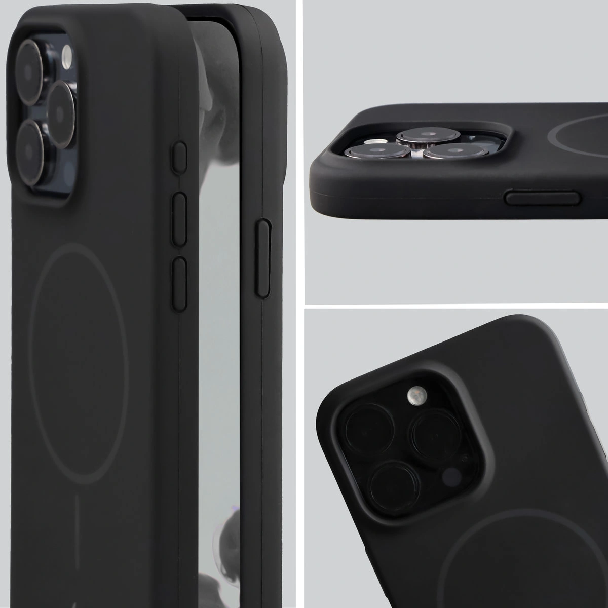 Zbliżenie na wycięcie na obiektywy w etui Bizon Soft Case do Apple iPhone 15 Pro Max