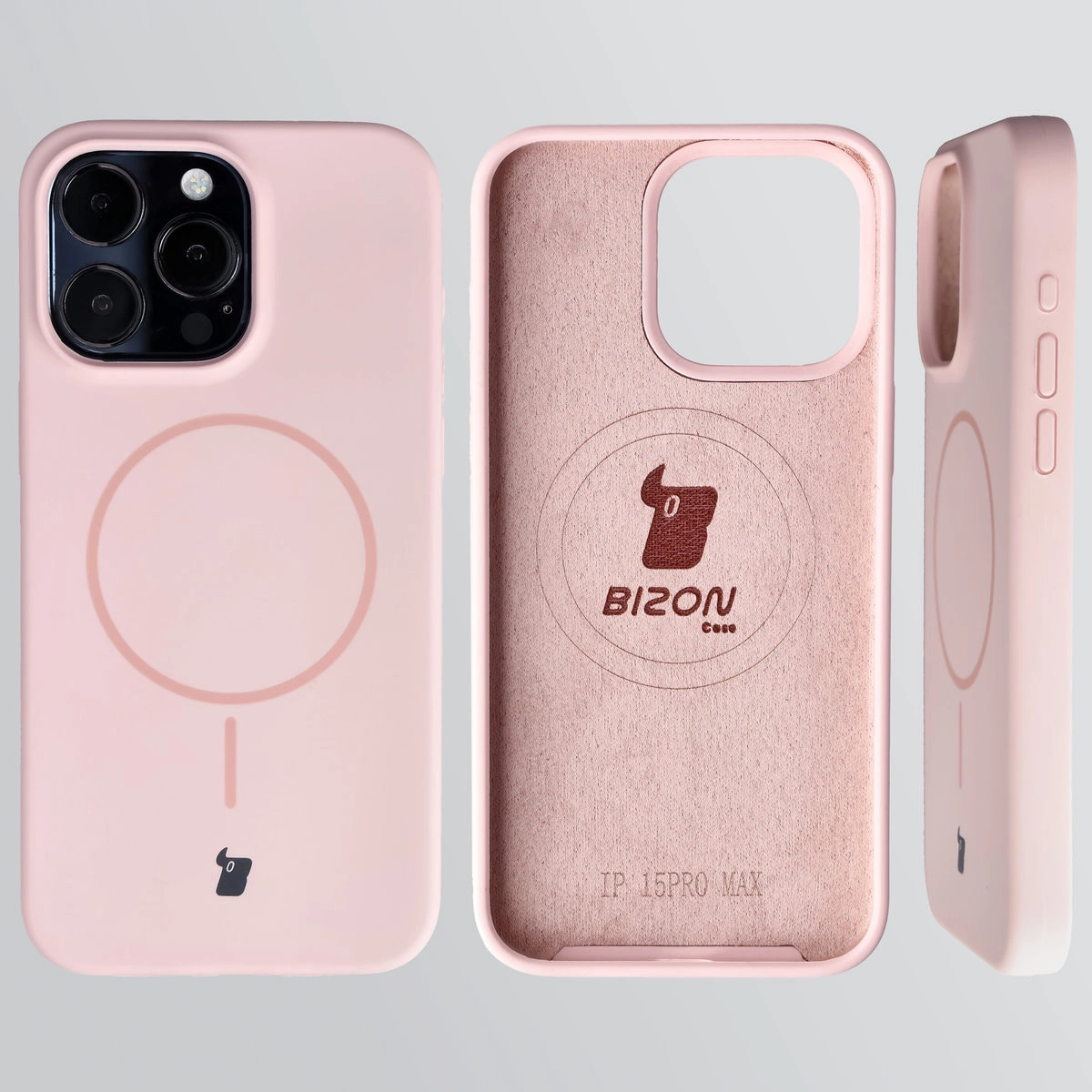 Konstrukcja etui Bizon Soft Case Magnetic: silikon, mikrofibra i zintegrowane osłony do Apple iPhone 15 Pro Max