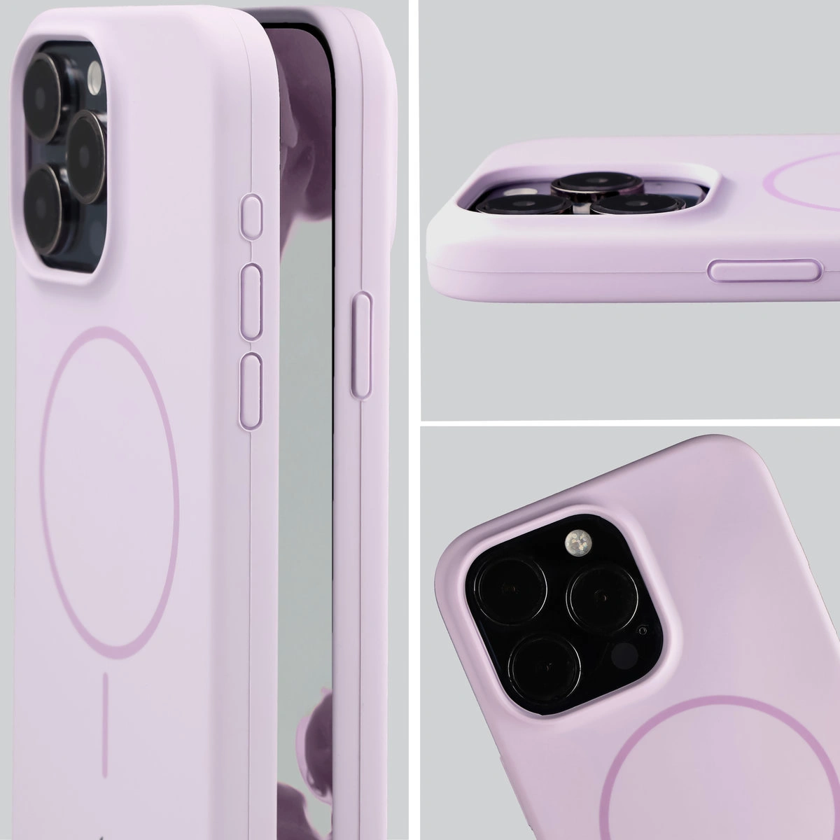Zbliżenie na wycięcie na obiektywy w etui Bizon Soft Case do Apple iPhone 15 Pro Max