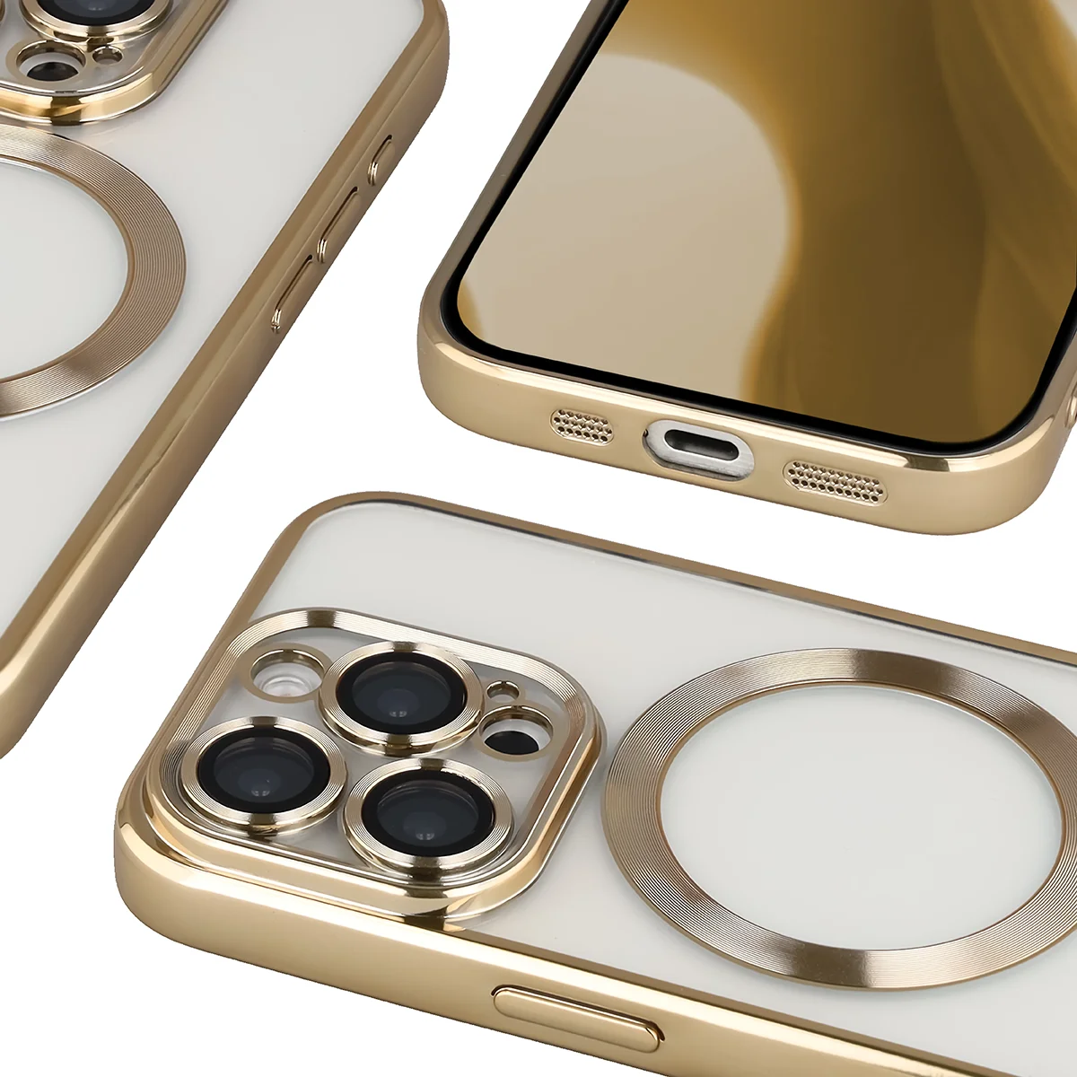 Zbliżenie na wbudowaną ochronę aparatu w Bizon Case GuardO do Apple iPhone 15 Pro