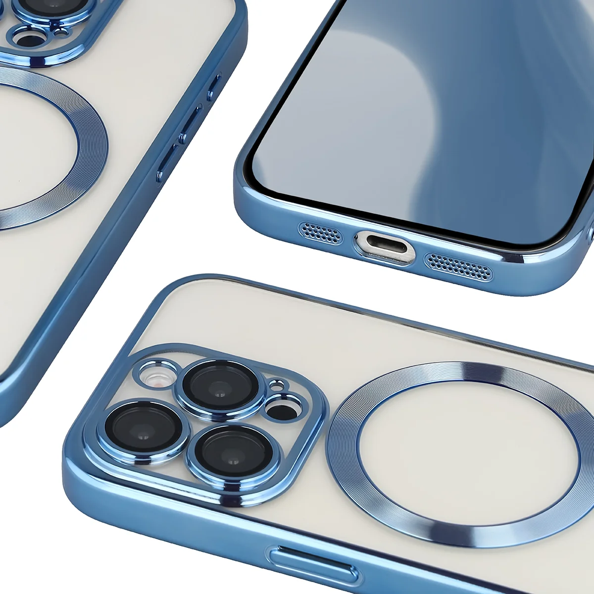 Zbliżenie na wbudowaną ochronę aparatu w Bizon Case GuardO do Apple iPhone 15 Pro