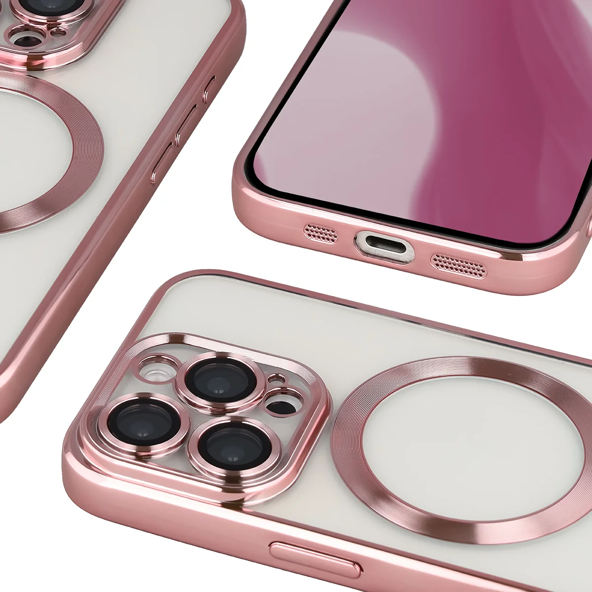 Zbliżenie na wbudowaną ochronę aparatu w Bizon Case GuardO do Apple iPhone 15 Pro
