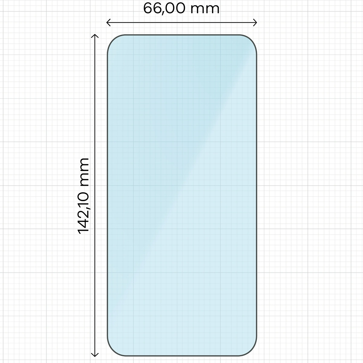 Miarka z wymiarami szkła hartowanego Bizon Smart Glass do iPhone 15 Pro / 15 / 16