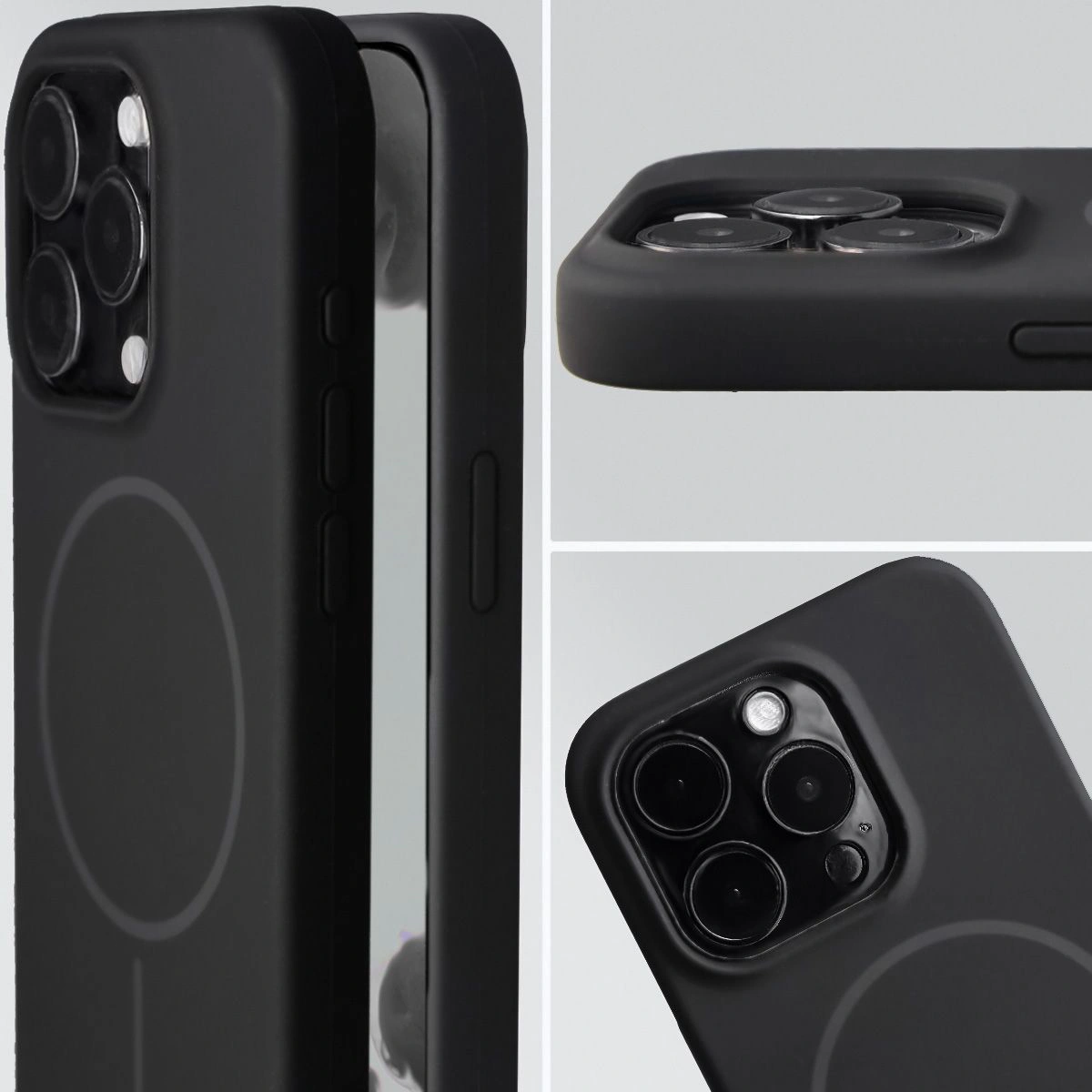 Zbliżenie na wycięcie na obiektywy w etui Bizon Soft Case do Apple iPhone 15 Pro