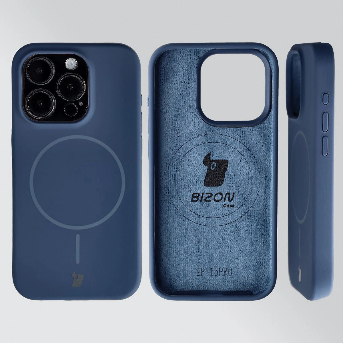Konstrukcja etui Bizon Soft Case Magnetic: silikon, mikrofibra i zintegrowane osłony do Apple iPhone 15 Pro