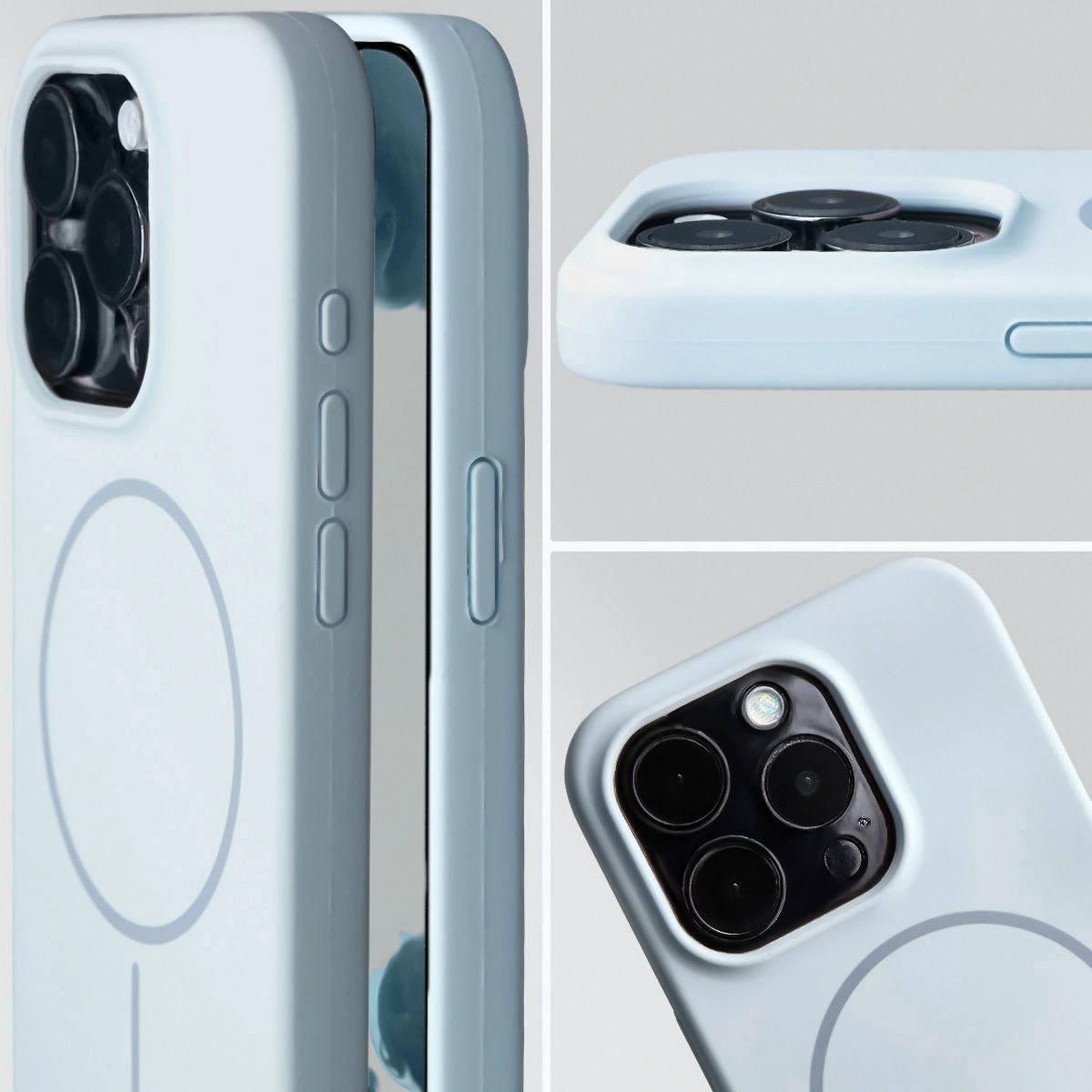 Zbliżenie na wycięcie na obiektywy w etui Bizon Soft Case do Apple iPhone 15 Pro