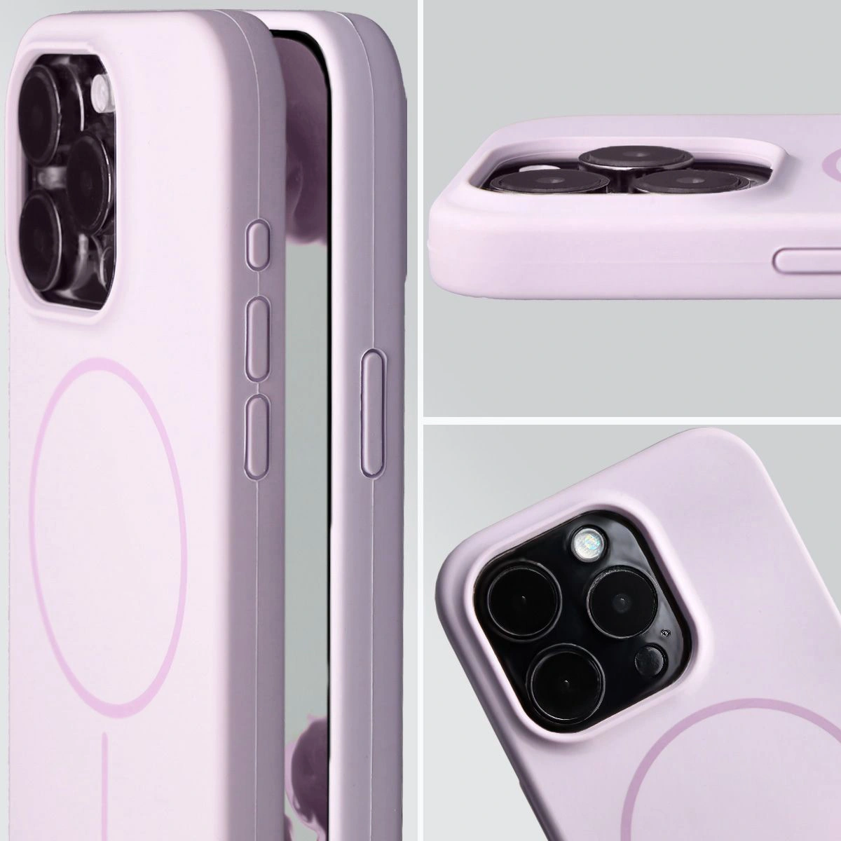 Zbliżenie na wycięcie na obiektywy w etui Bizon Soft Case do Apple iPhone 15 Pro