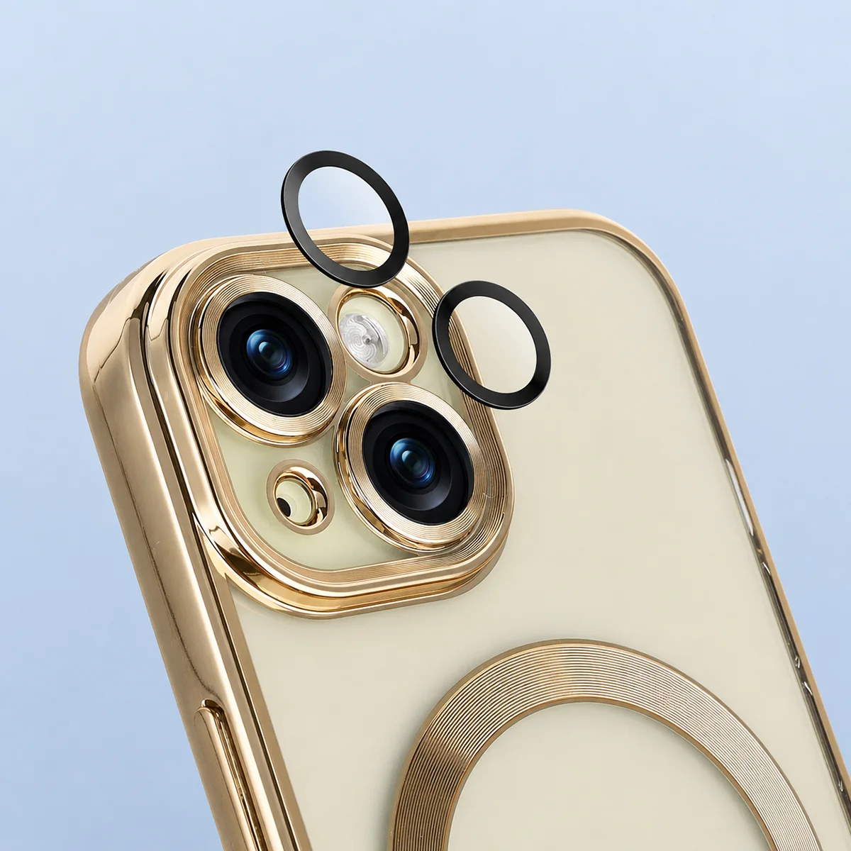 Metallic frame, raised edges, and integrated covers in Bizon Case GuardO for Apple iPhone 15