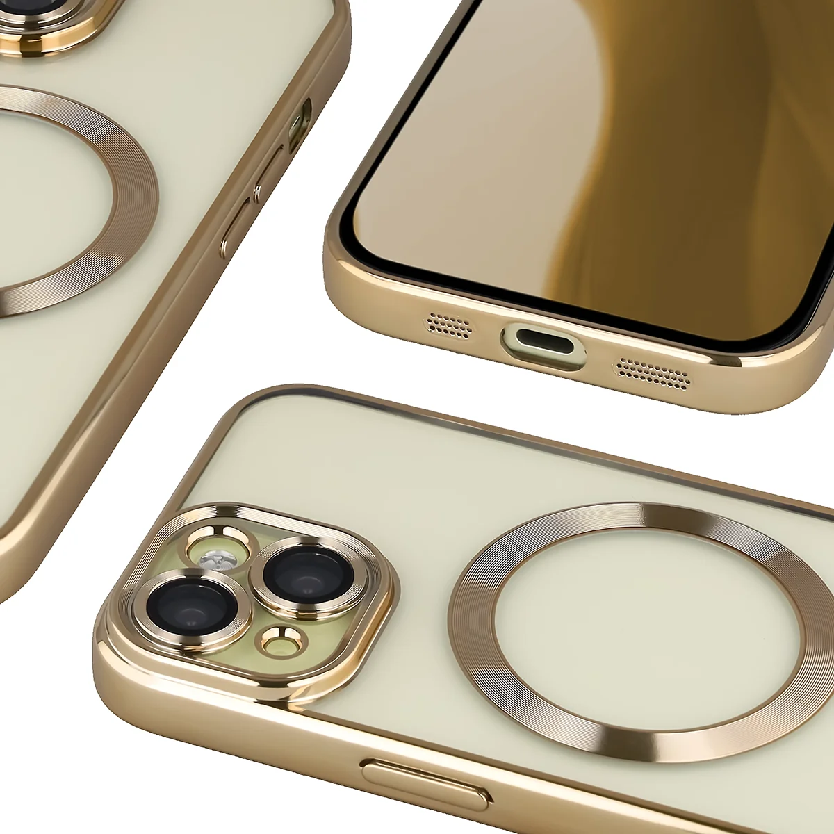 Close-up of the built-in camera protection in Bizon Case GuardO for Apple iPhone 15