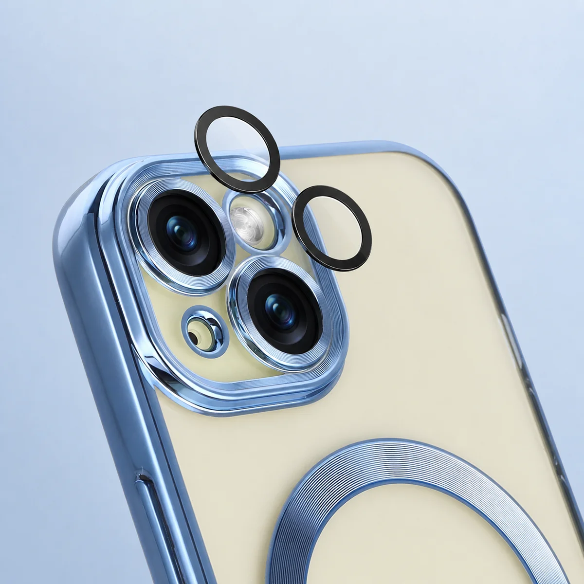 Metallic frame, raised edges, and integrated covers in Bizon Case GuardO for Apple iPhone 15