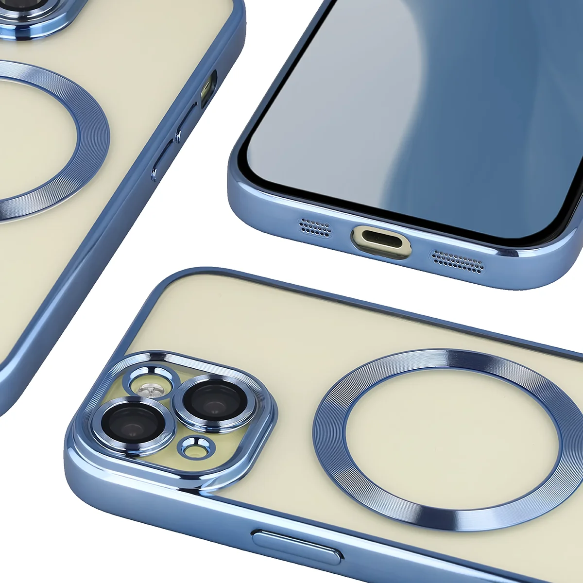 Close-up of the built-in camera protection in Bizon Case GuardO for Apple iPhone 15