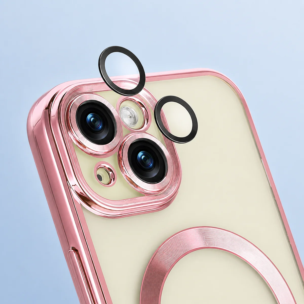 Fémes keret, megemelt szélek és integrált védők a Bizon Case GuardO tokban az Apple iPhone 15-höz
