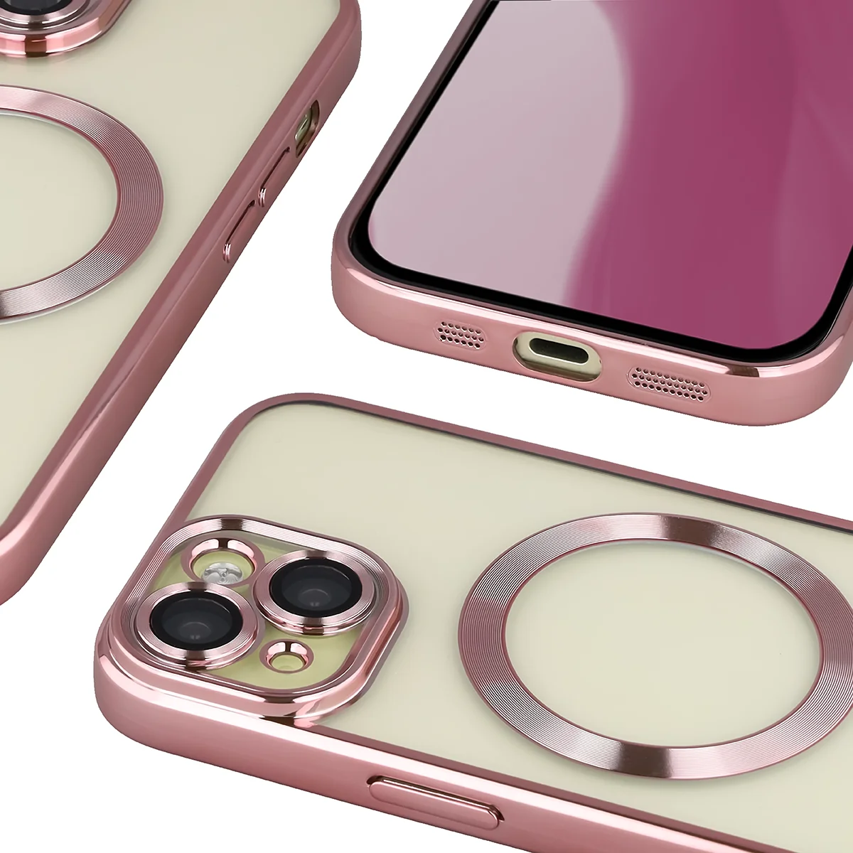 Close-up of the built-in camera protection in Bizon Case GuardO for Apple iPhone 15