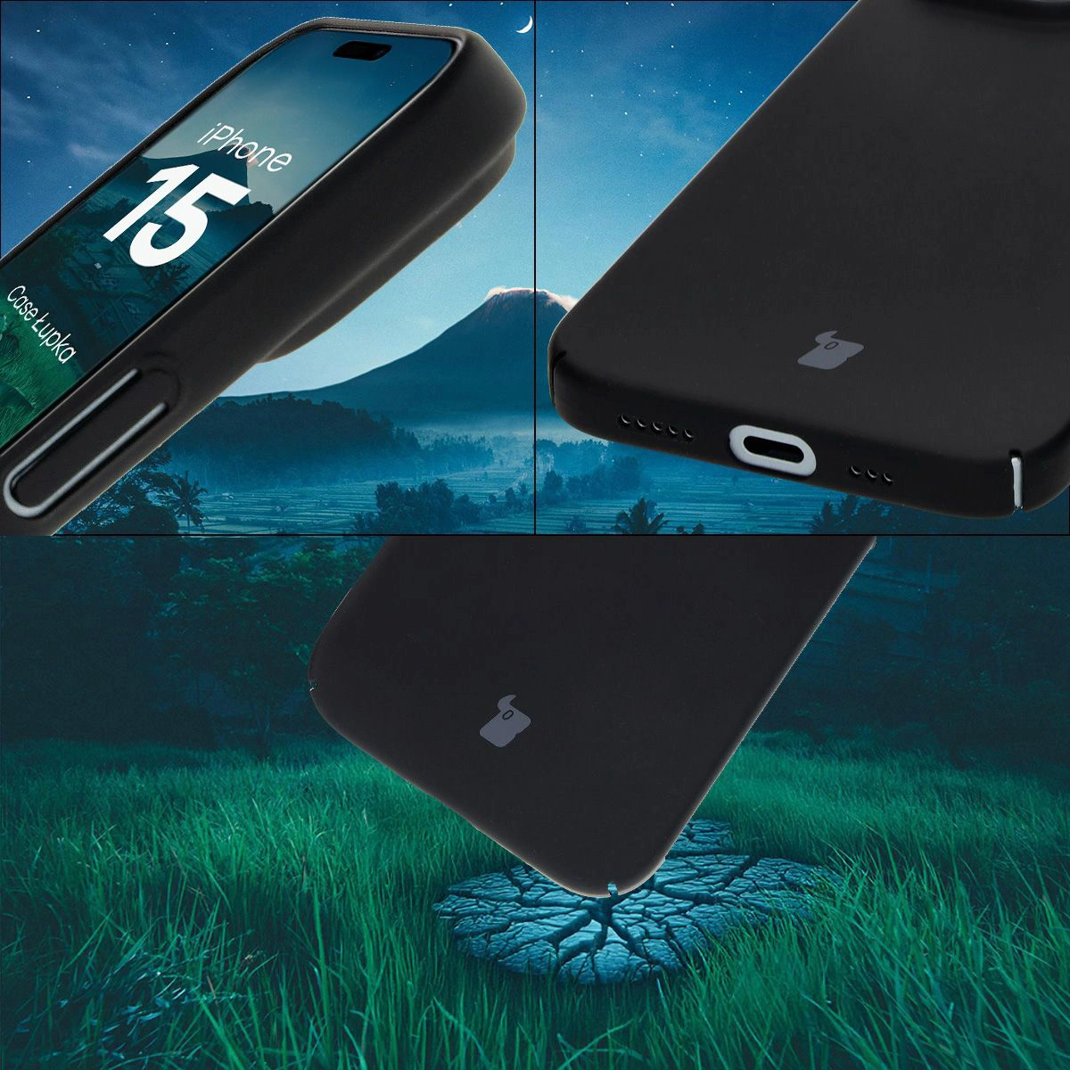 Integrierte Abdeckungen für Tasten, Aussparungen und hartes Material des Etui Bizon Case Łupka