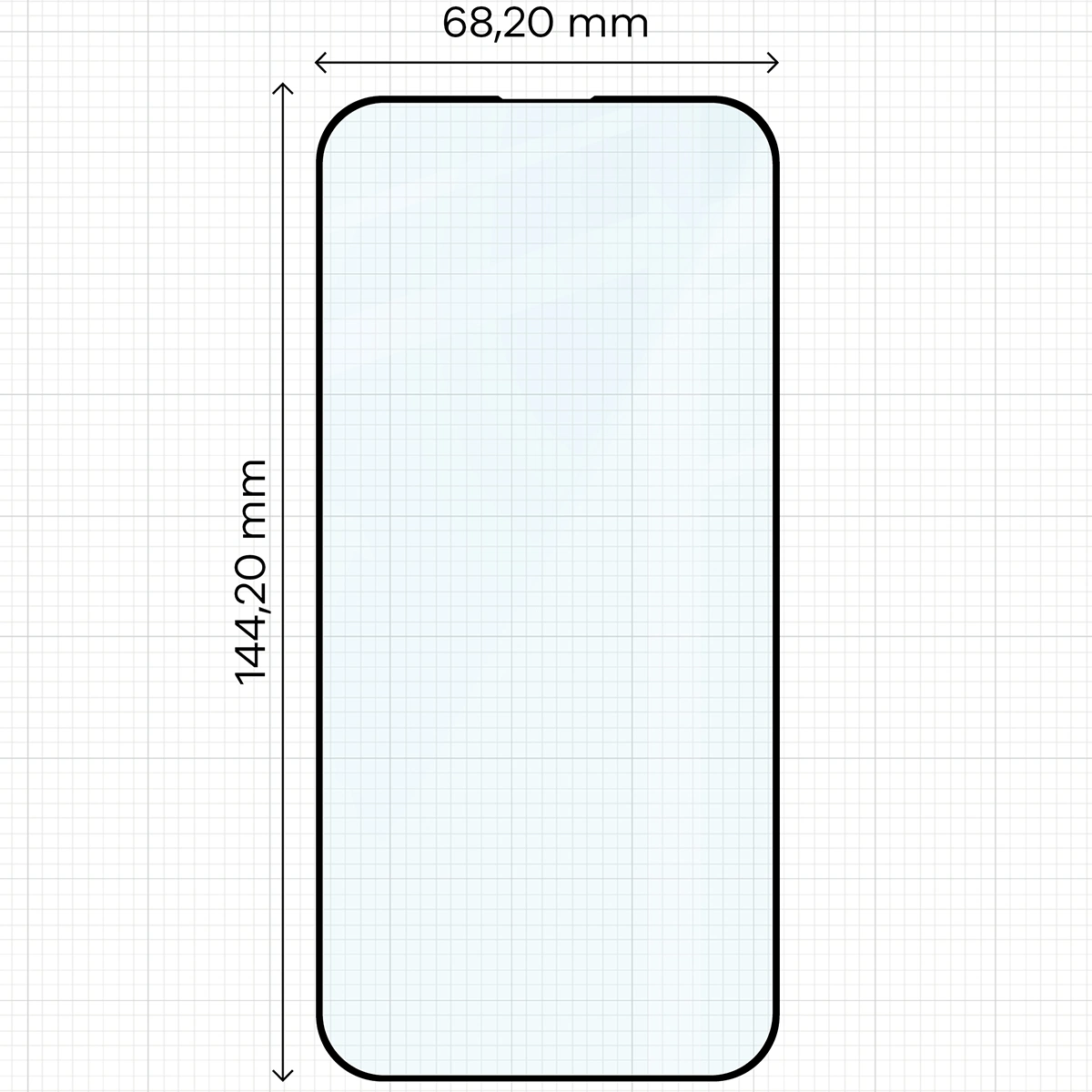 Wymiary szkła Bizon Glass Edge Duo do Apple iPhone 15 / Apple iPhone 16