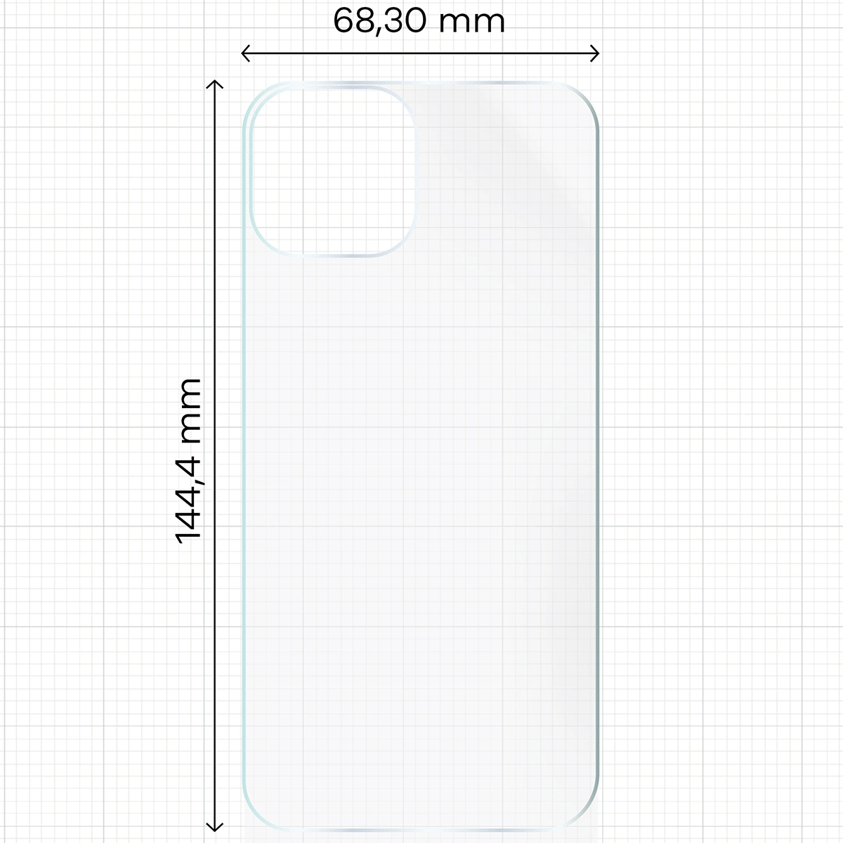 Wymiary dla folii hydrożelowej na tył telefonu Bizon Glass Hydrogel Back do Apple iPhone 15