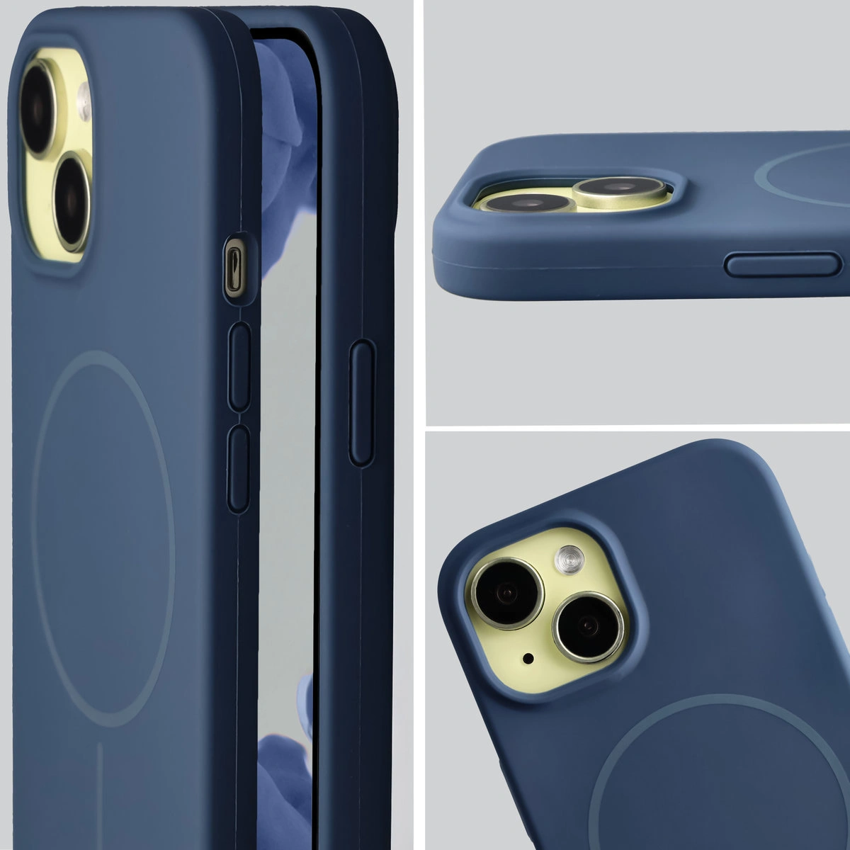 Zbliżenie na wycięcie na obiektywy w etui Bizon Soft Case do Apple iPhone 15