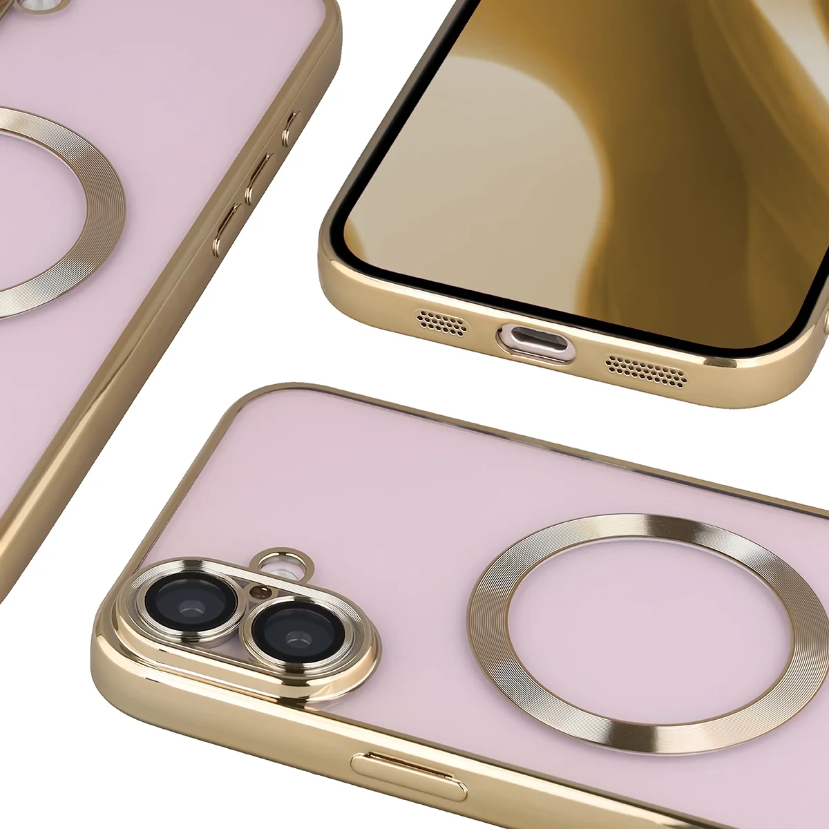 Zbliżenie na wbudowaną ochronę aparatu w Bizon Case GuardO do Apple iPhone 16 Plus