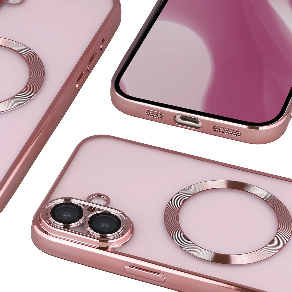 Zbliżenie na wbudowaną ochronę aparatu w Bizon Case GuardO do Apple iPhone 16 Plus