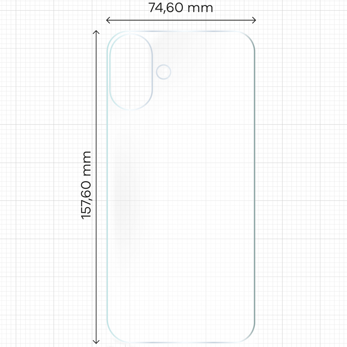 Wymiary dla folii hydrożelowej na tył telefonu Bizon Glass Hydrogel Back
