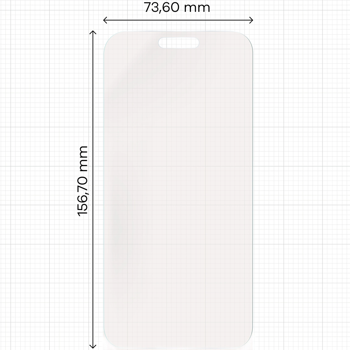 Miarka z wymiarami folii matowej Bizon Glass Film Sun do Apple iPhone 16 Plus