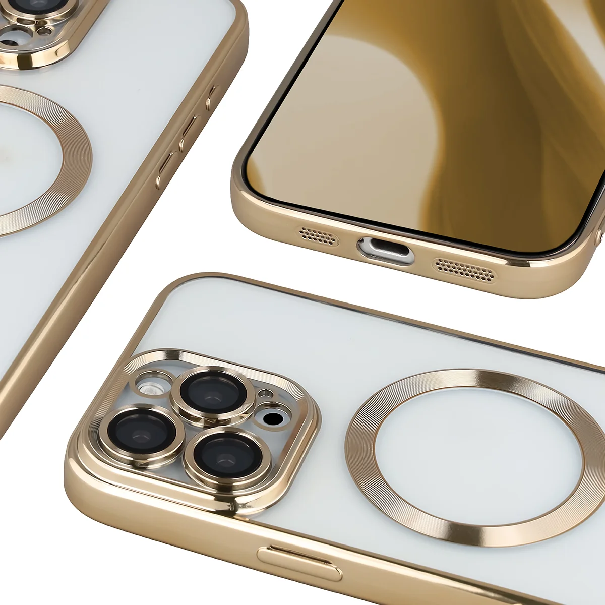 Zbliżenie na wbudowaną ochronę aparatu w Bizon Case GuardO do Apple iPhone 16 Pro Max