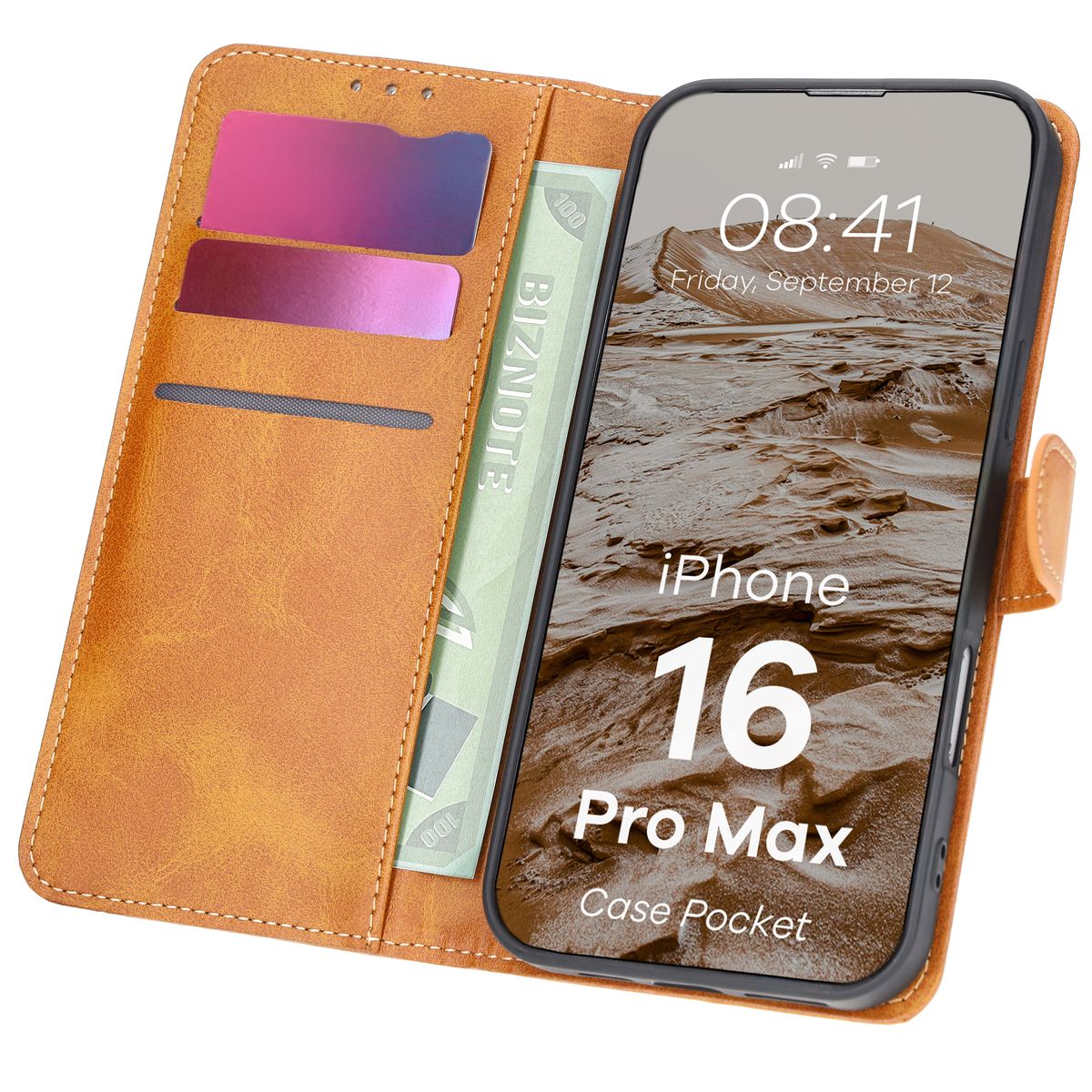 Etui cu clapă Bizon Case Pocket pentru Apple iPhone 16 Pro Max