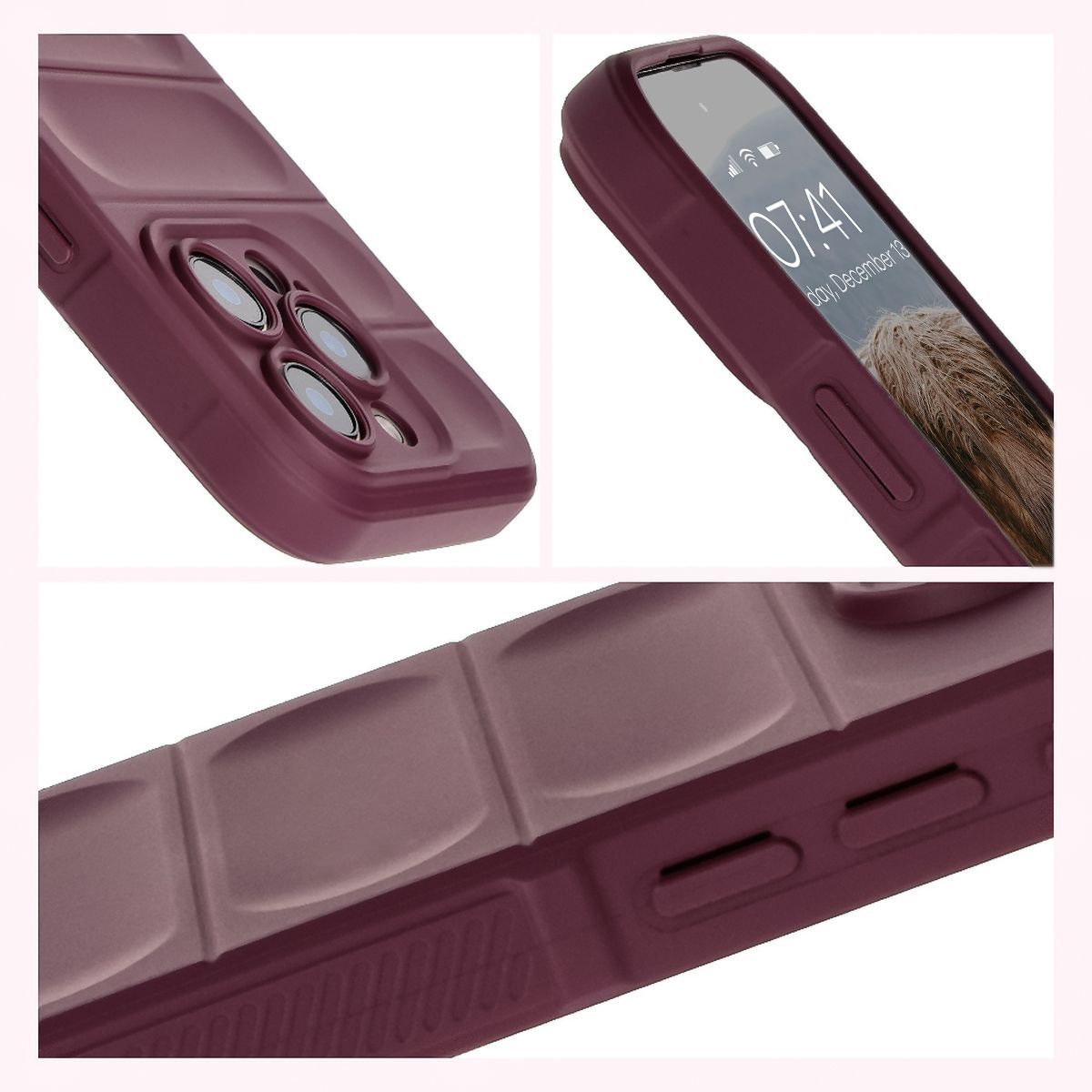 Textured sides and raised edges of the screen and camera in Bizon Case Tur